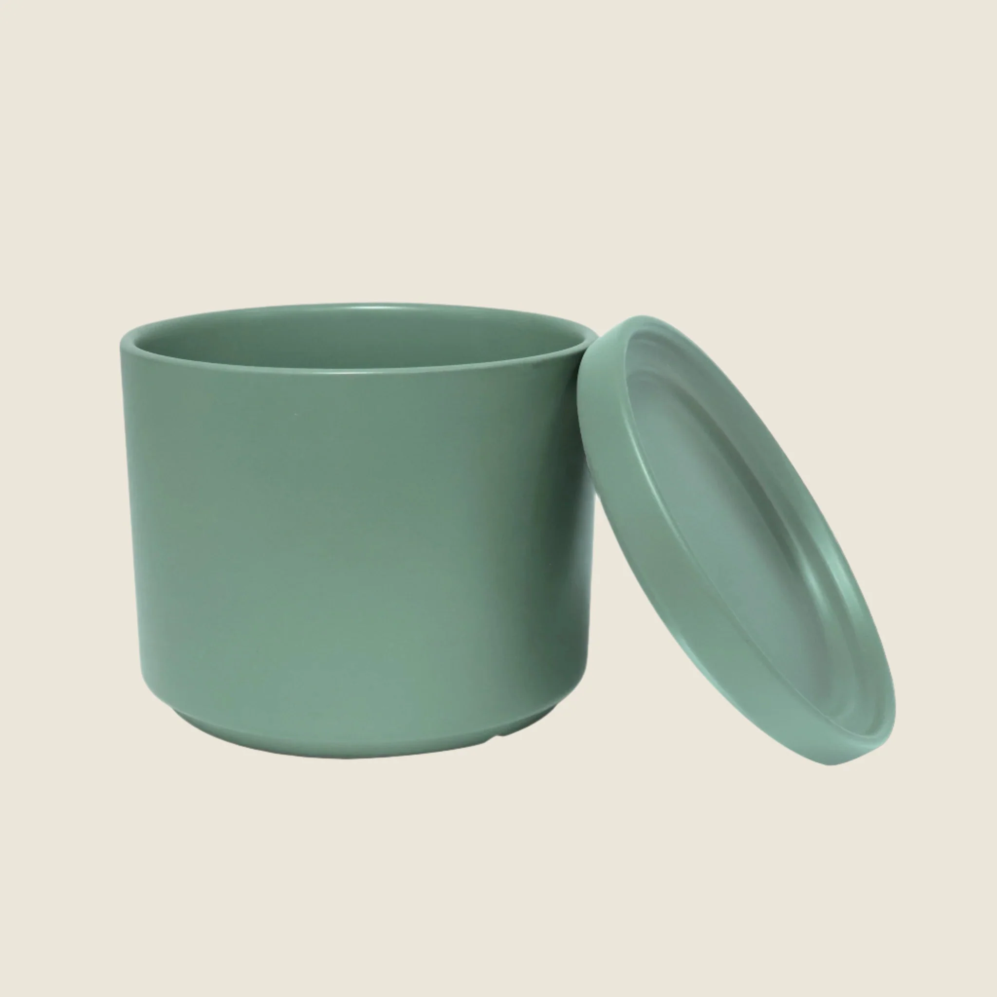 Ceramic Cylinder Planter & Saucer | Eco Green - Image 4