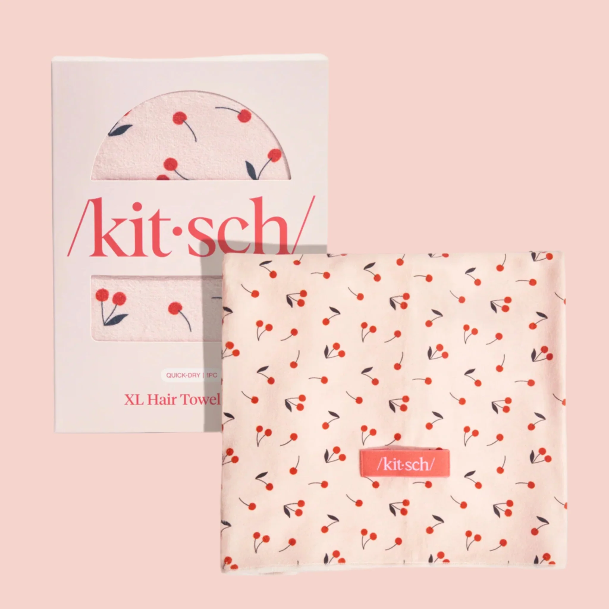 Xl Hair Towel Wrap | Cherry Print - Image 4